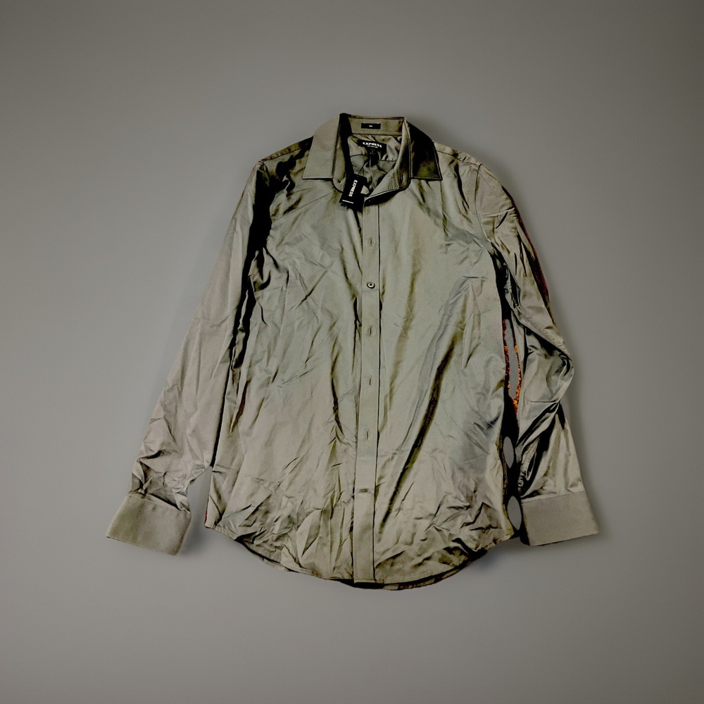 Express Performance Slim Fit Size Small Gray‎ NWT - image 1